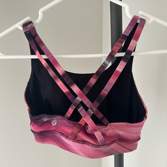 Lululemon Vibrant Pink and Black Sports Bra with Supportive Racerback Size 4 - Picture 6 of 8